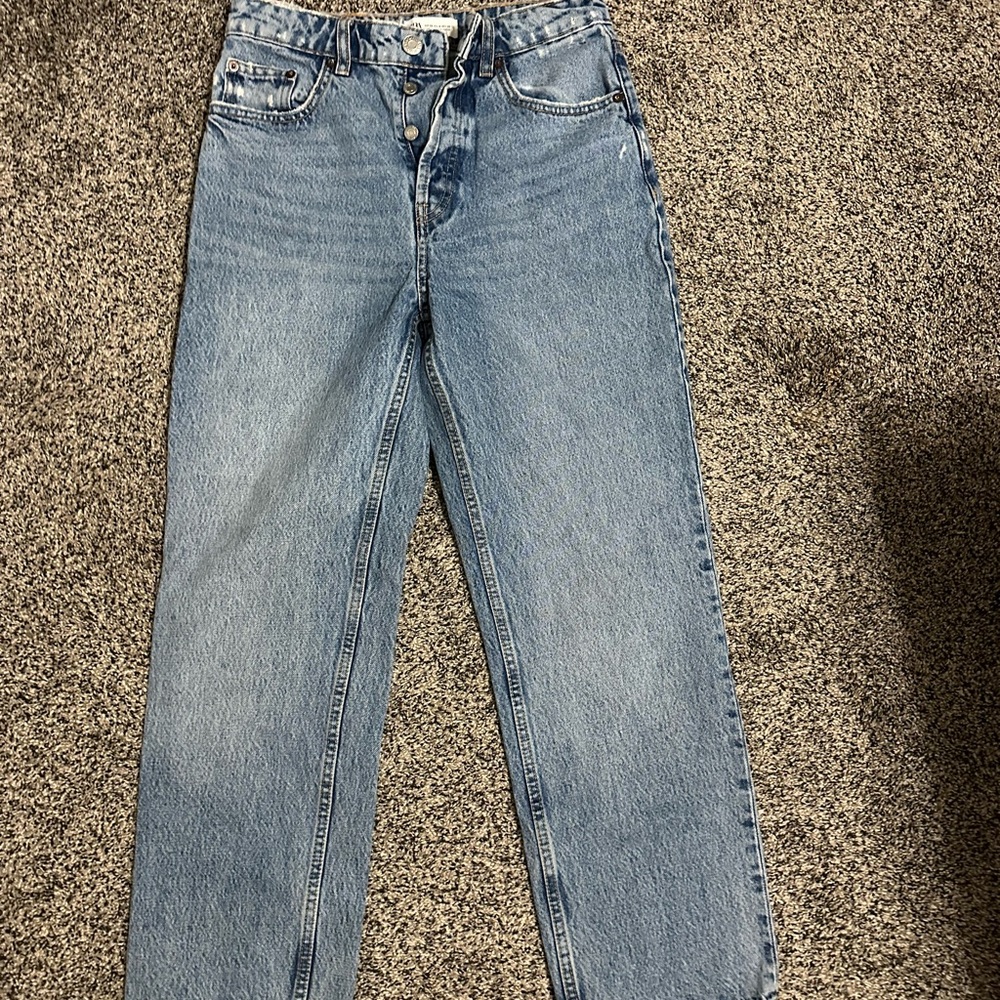 Zara Button Fly Classic Blue Denim Jeans